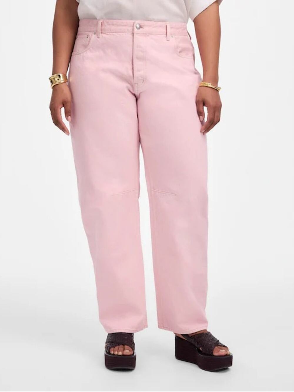 Madewell Plus The Darted Barrel-Leg Jean in subtle blossom pink Size 32